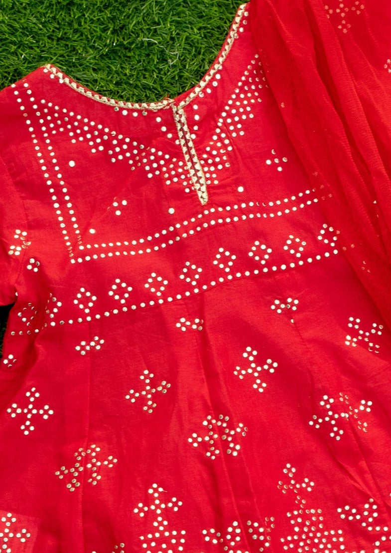 Red - Infant Girl's Gharara Dress
