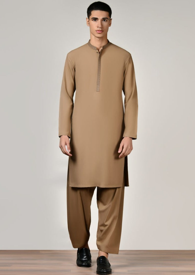 Brown - Teen Boy's Kameez & Shalwar