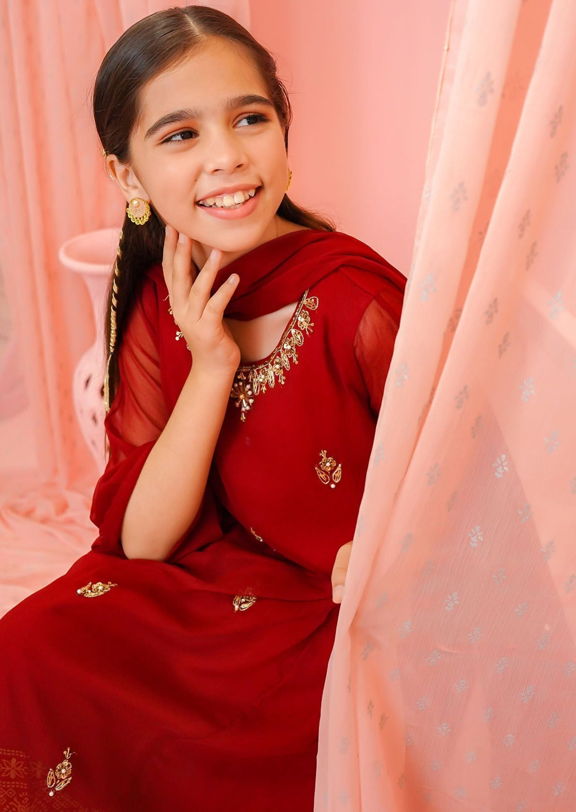 Maroon - Girl's Dress