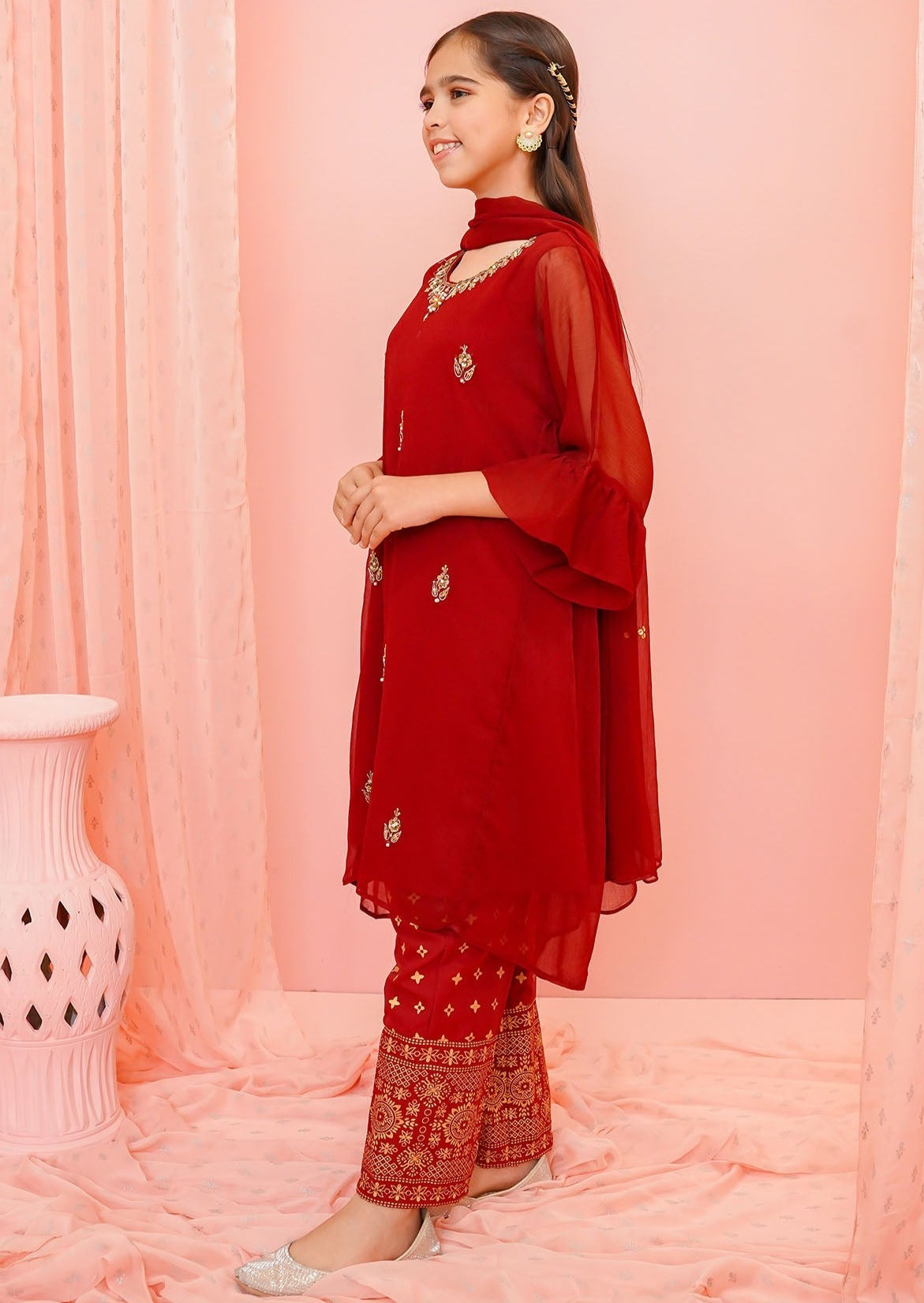 Maroon - Girl's Dress