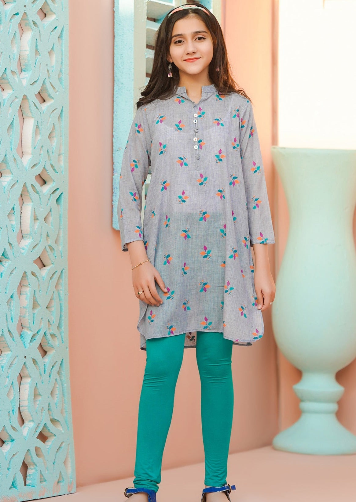 Grey - Girl's Kurta