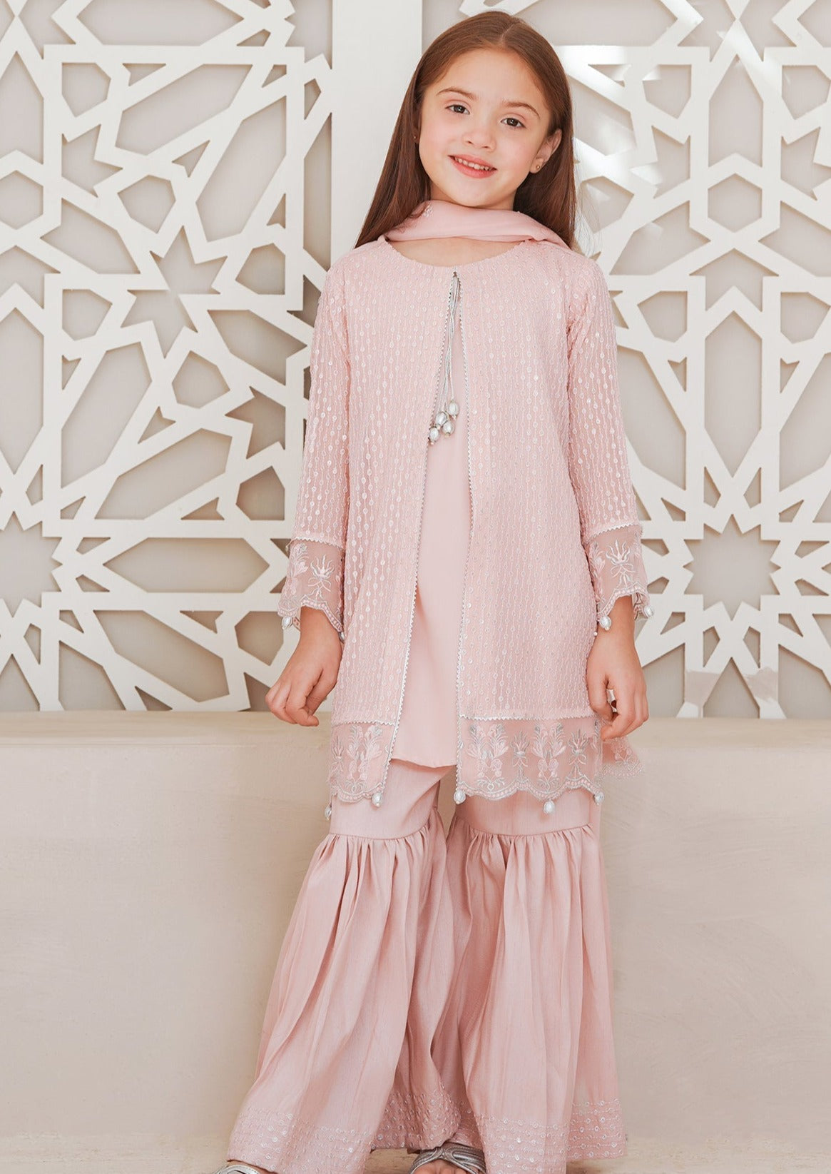 Pink - Girl's Gharara Dress