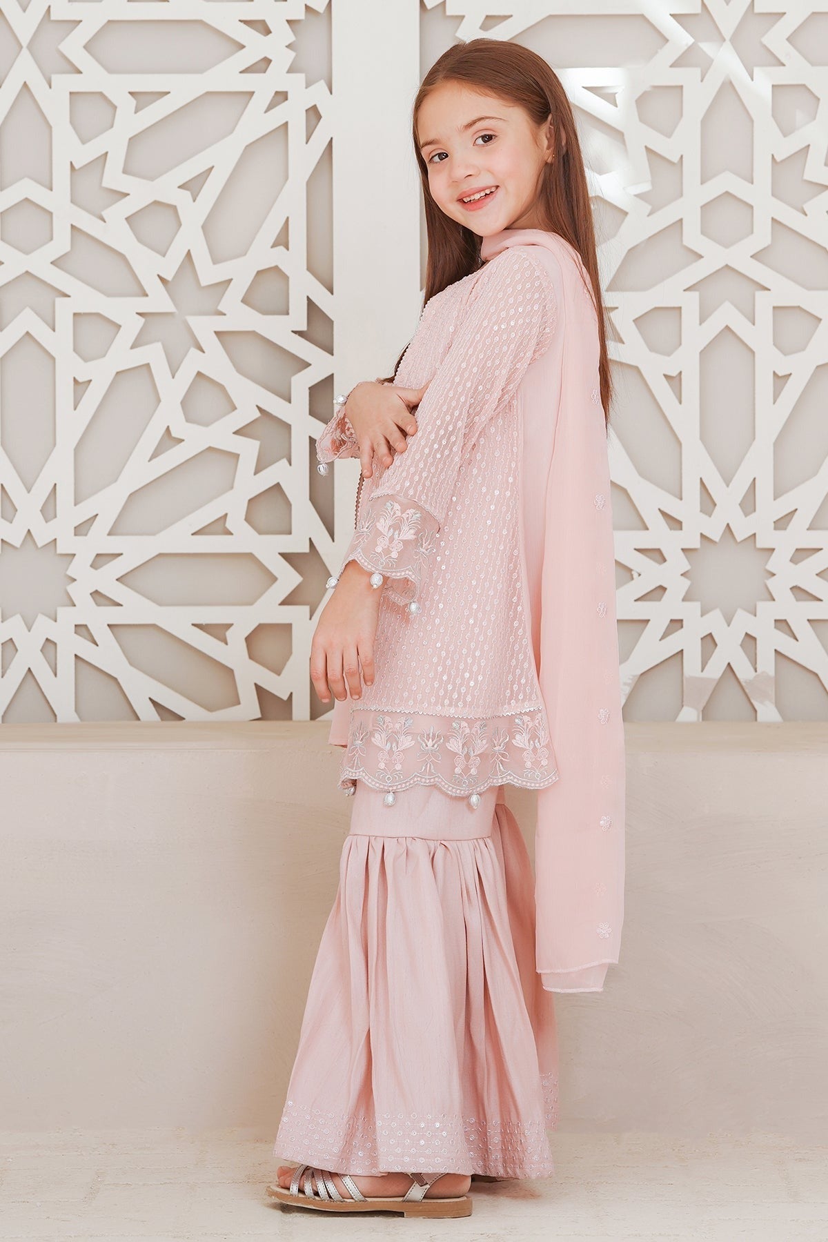 Pink - Girl's Gharara Dress
