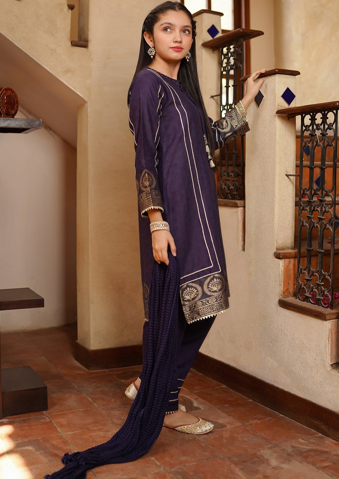 Navy Blue - Girl's Dress