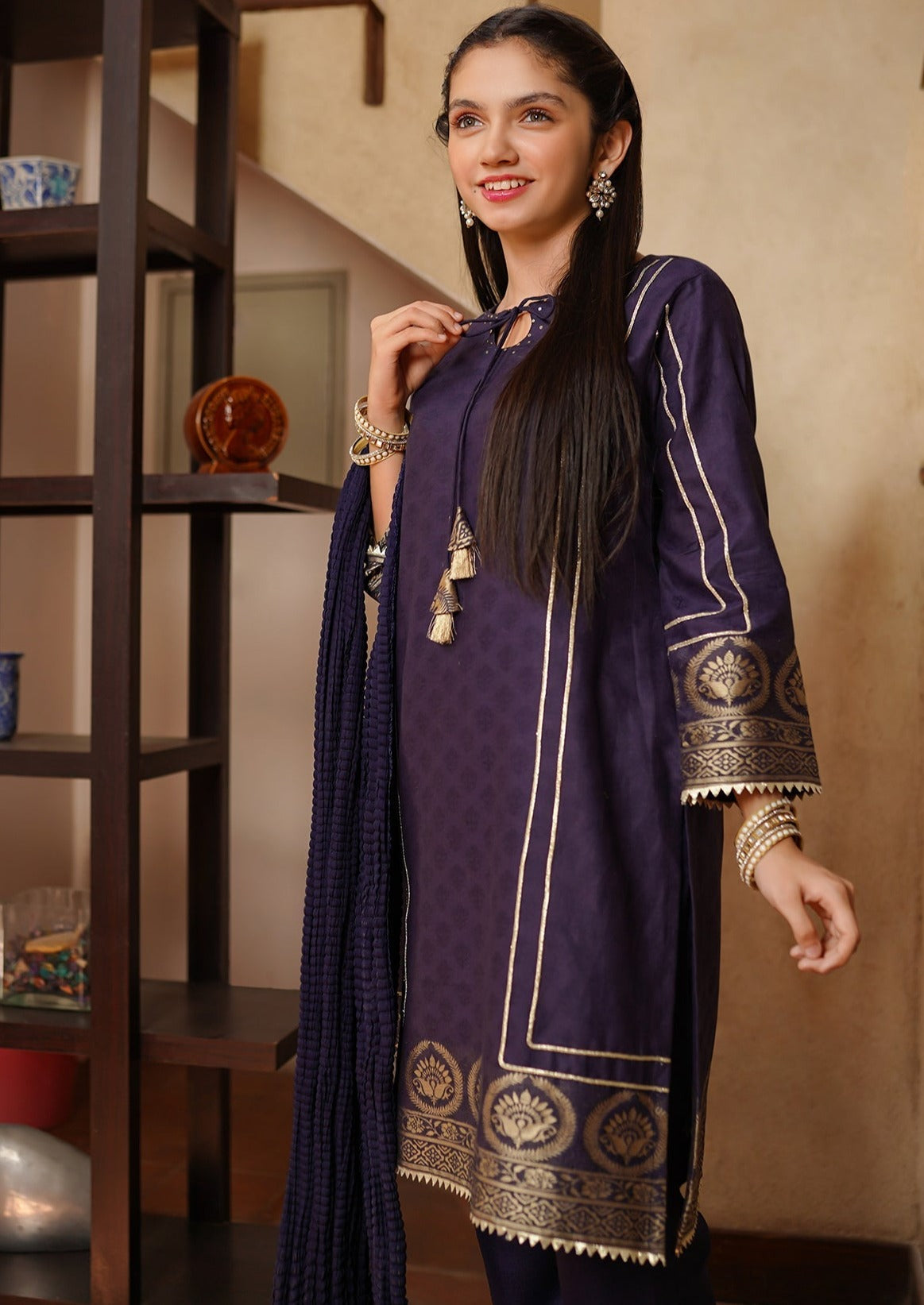 Navy Blue - Girl's Dress