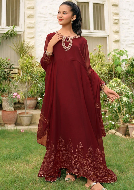 Maroon - Girl's Dress