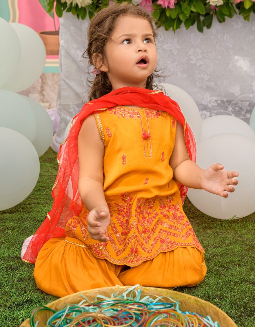 Yellow - Infant Girl's Gharara Dress
