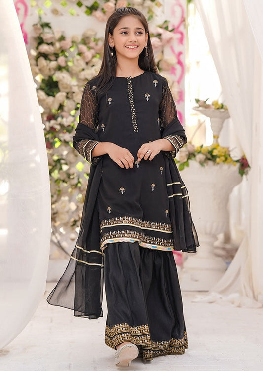 Black - Girl's Gharara Dress