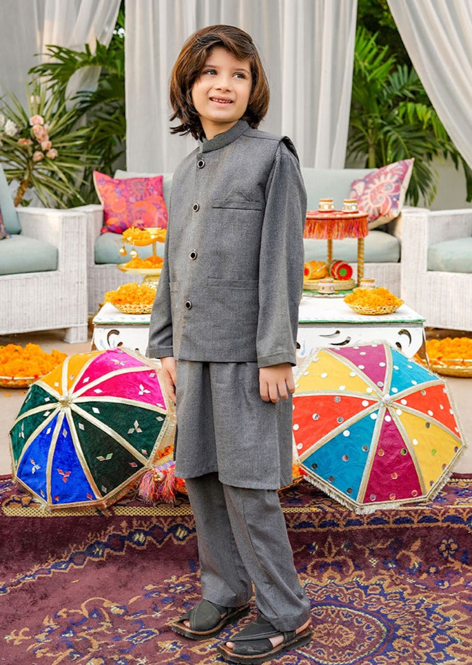 Grey : 3-Piece Kurta Shalwar