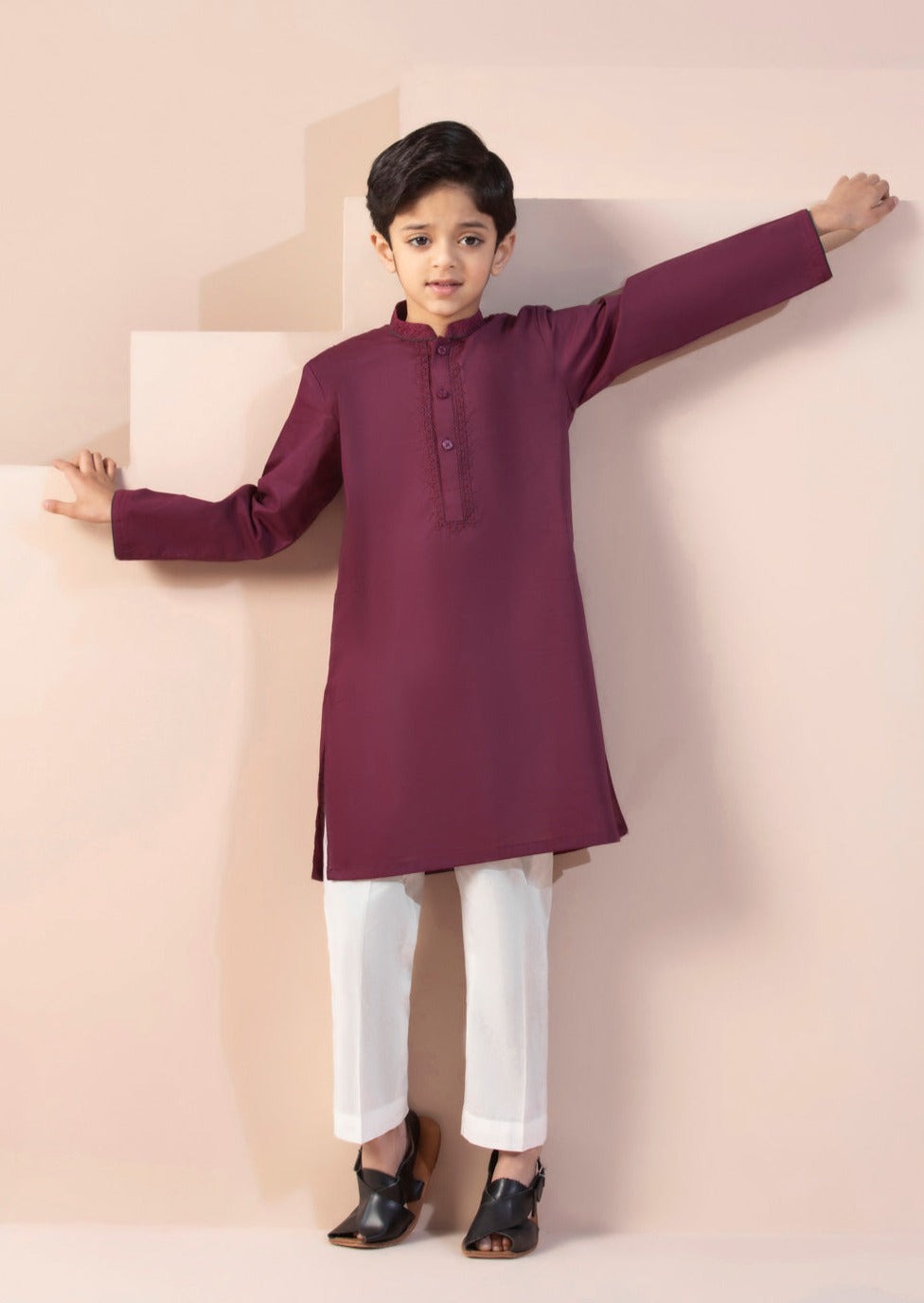Maroon - Boy's Kurta & Shalwar