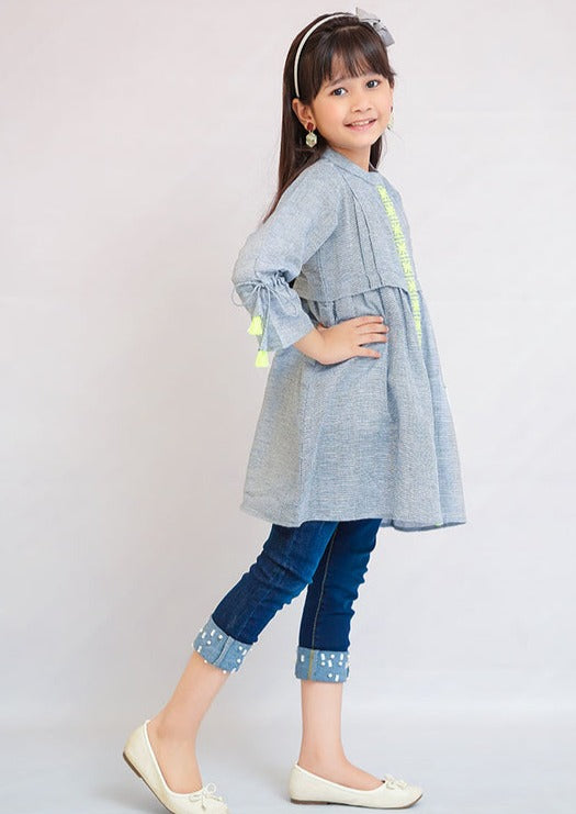 Grey - Girl's Kurta