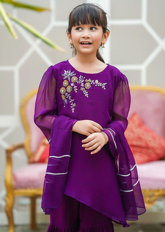 Purple - Girl's Gharara Dress