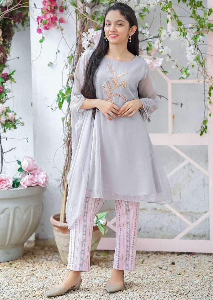 Grey & Light Pink - Girl's Dress