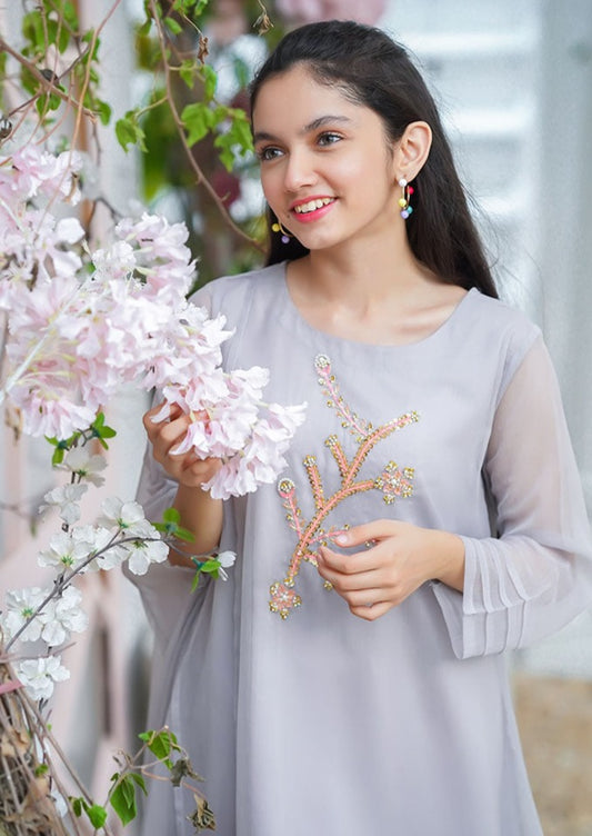 Grey & Light Pink - Girl's Dress