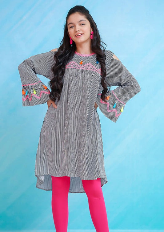 Black and White- Girl's Kurta