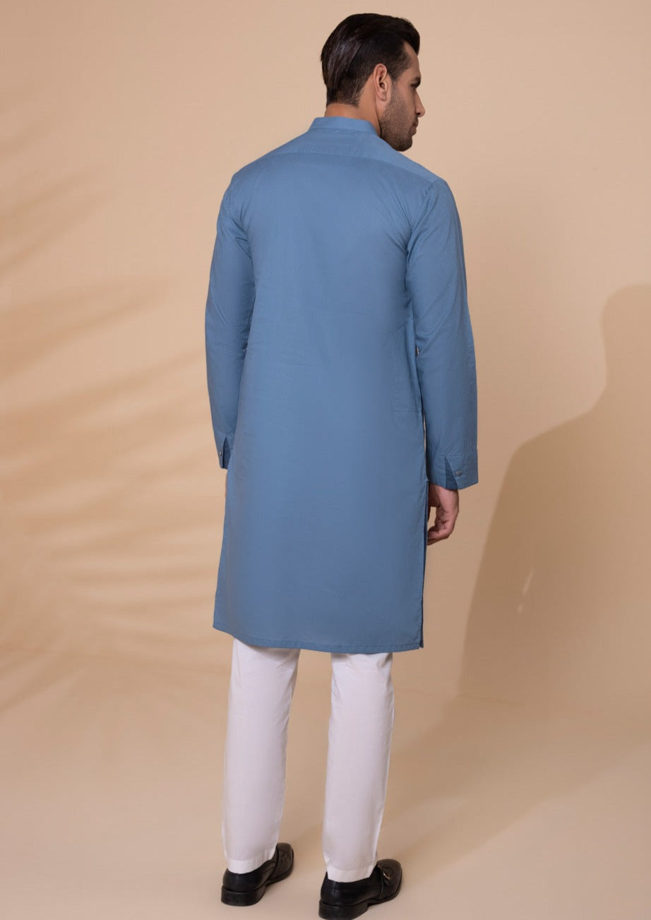 Greyish Blue - Men's Kurta