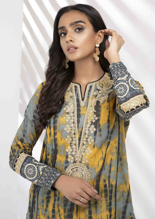 Black & Yellow : Embroidered Kurta