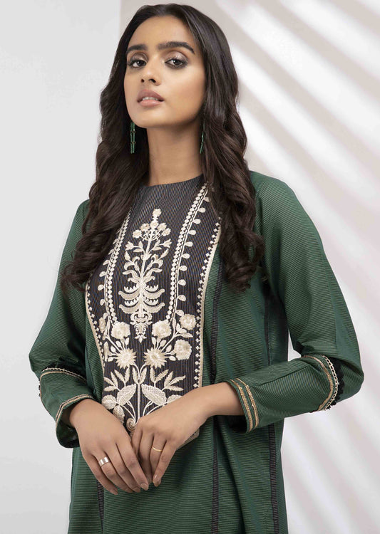 Green : Embroidered Kurta (Shirt only)