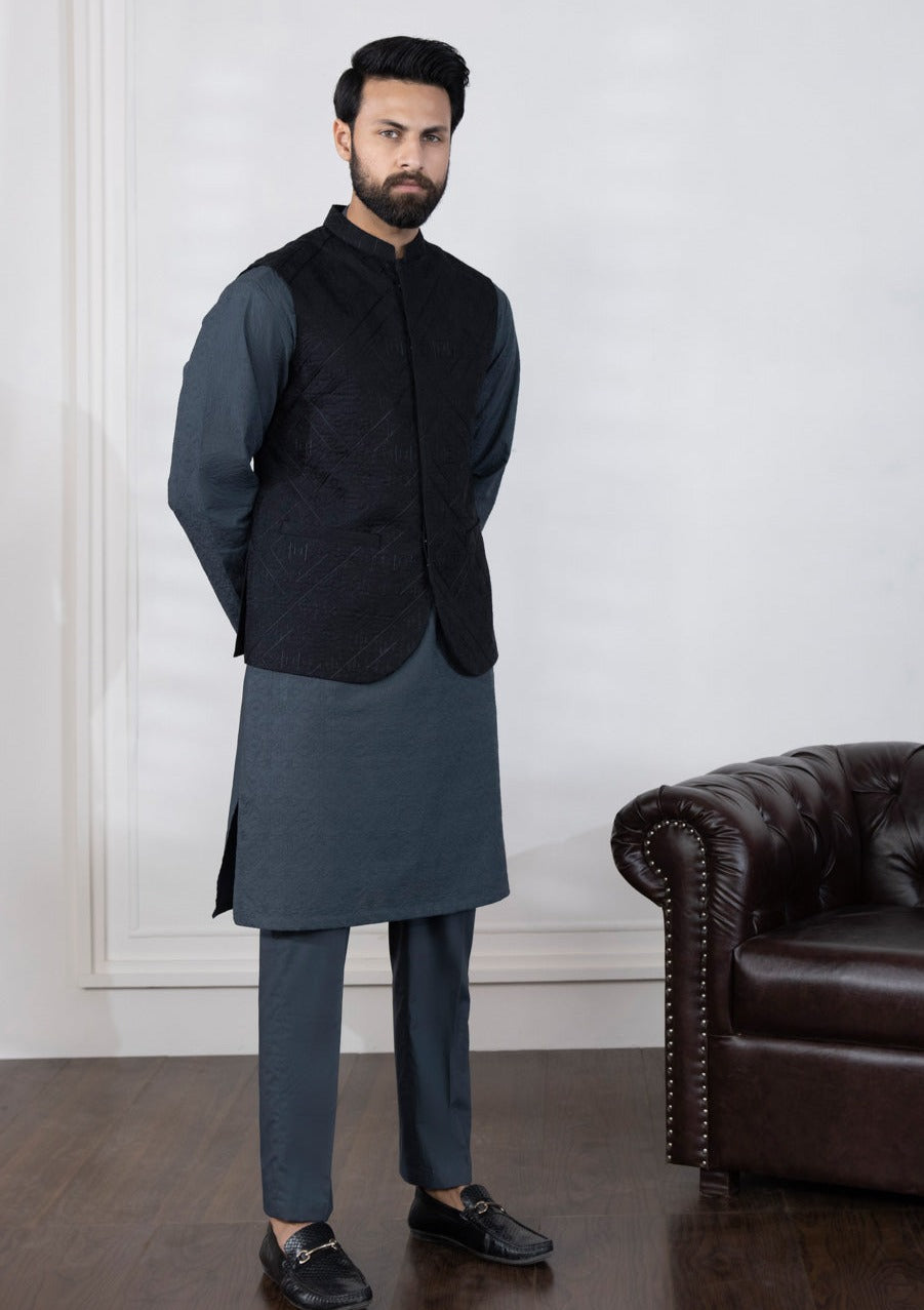 Black - Men's Waistcoat