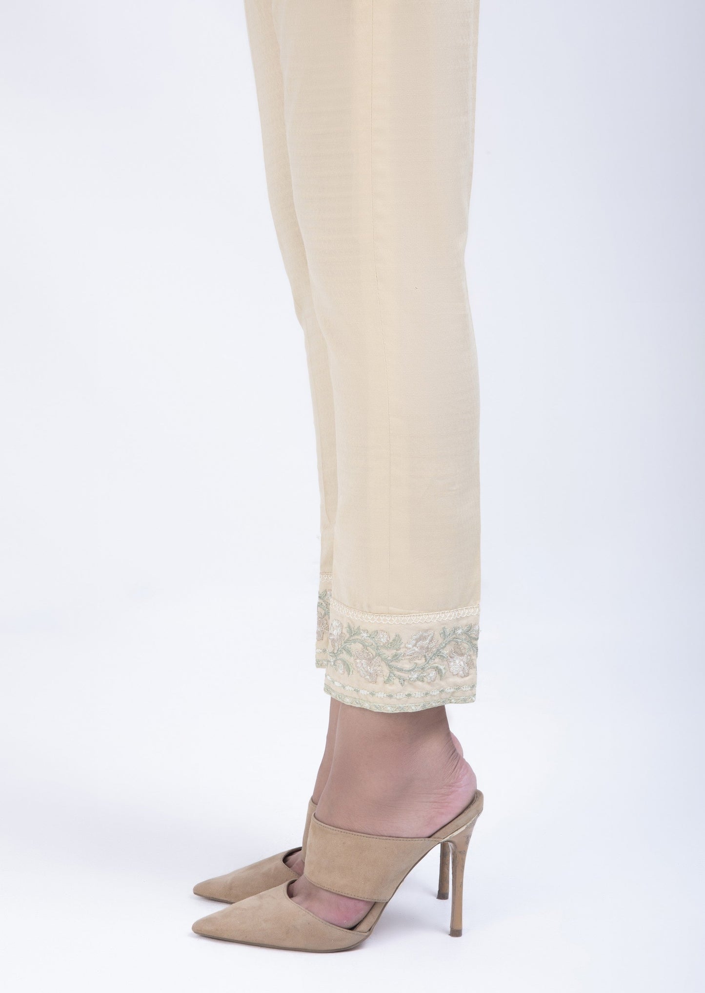Beige - Textured Straight Pants