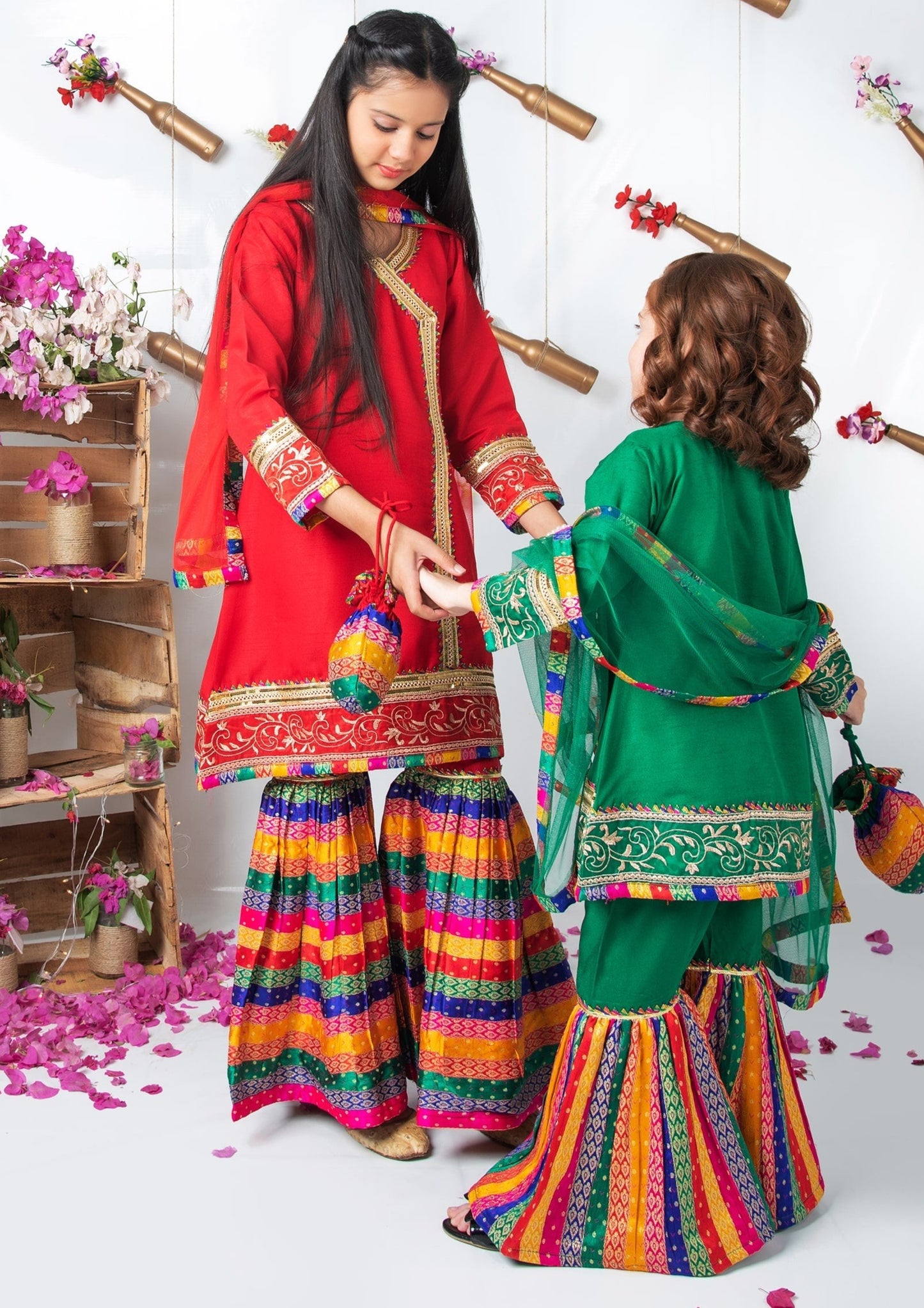 Red - Girl's Gharara Dress