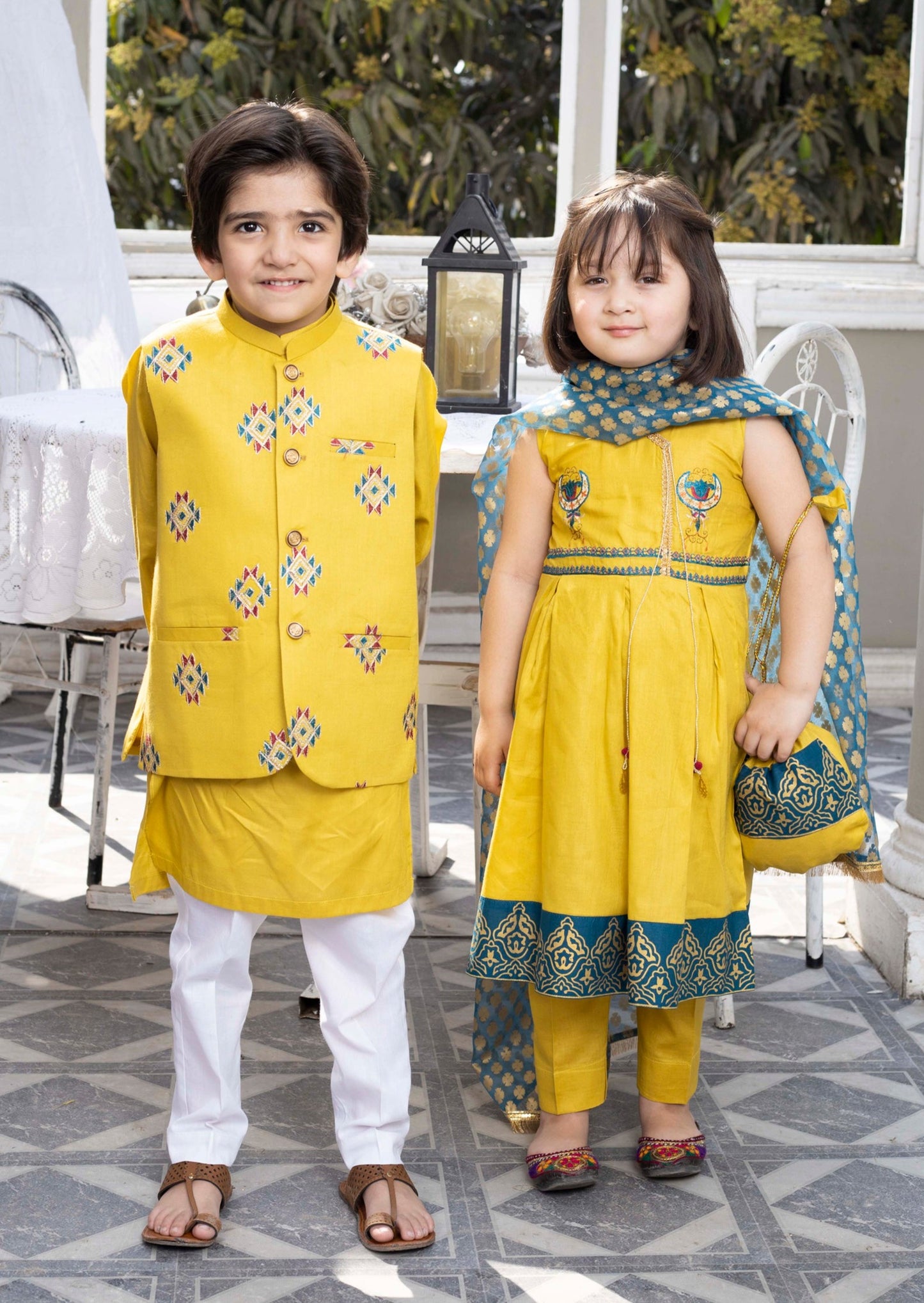Lemon Yellow -  Boy's Kameez, Shalwar & Waistcoat