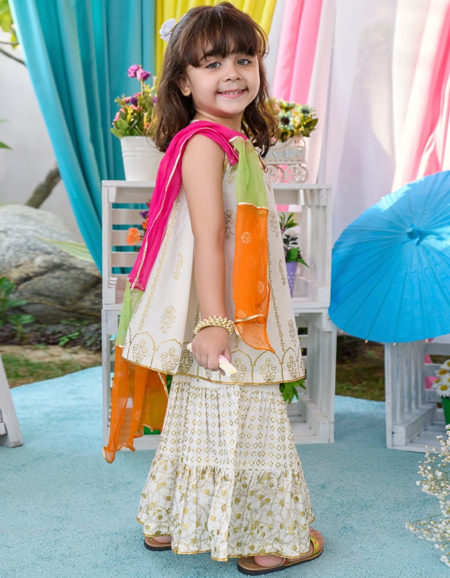 White - Infant Girl's Lehnga Dress