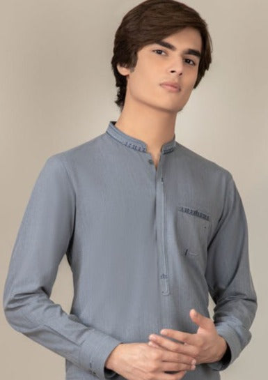 Bluish Grey - Teen Boy's Kameez & Shalwar