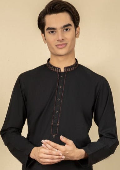 Black - Teen Boy's Kameez & Shalwar
