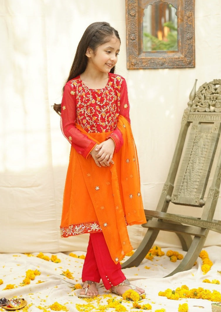 Orange & Red - Girl's Dress