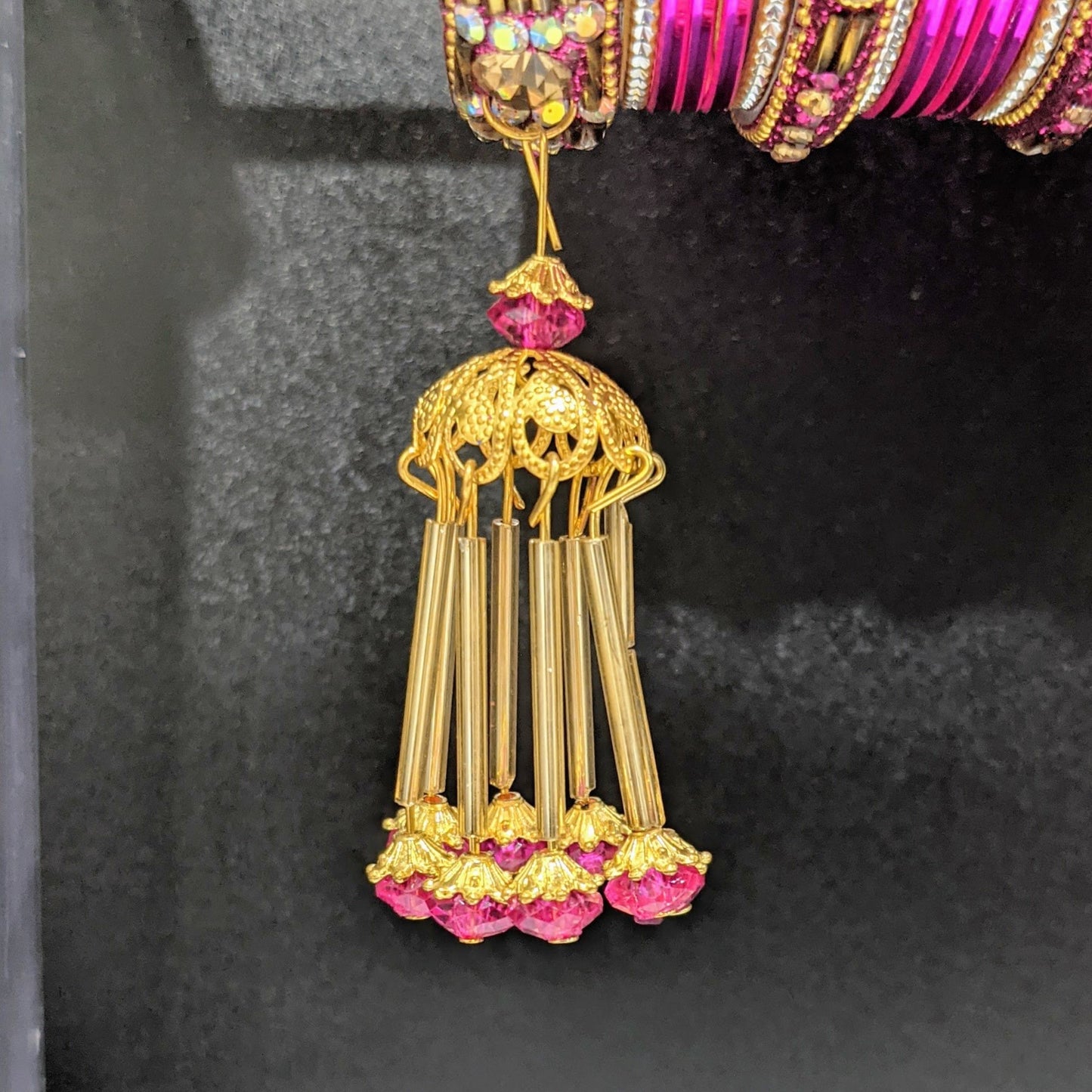Bangles Large Set with Tassels : Magenta