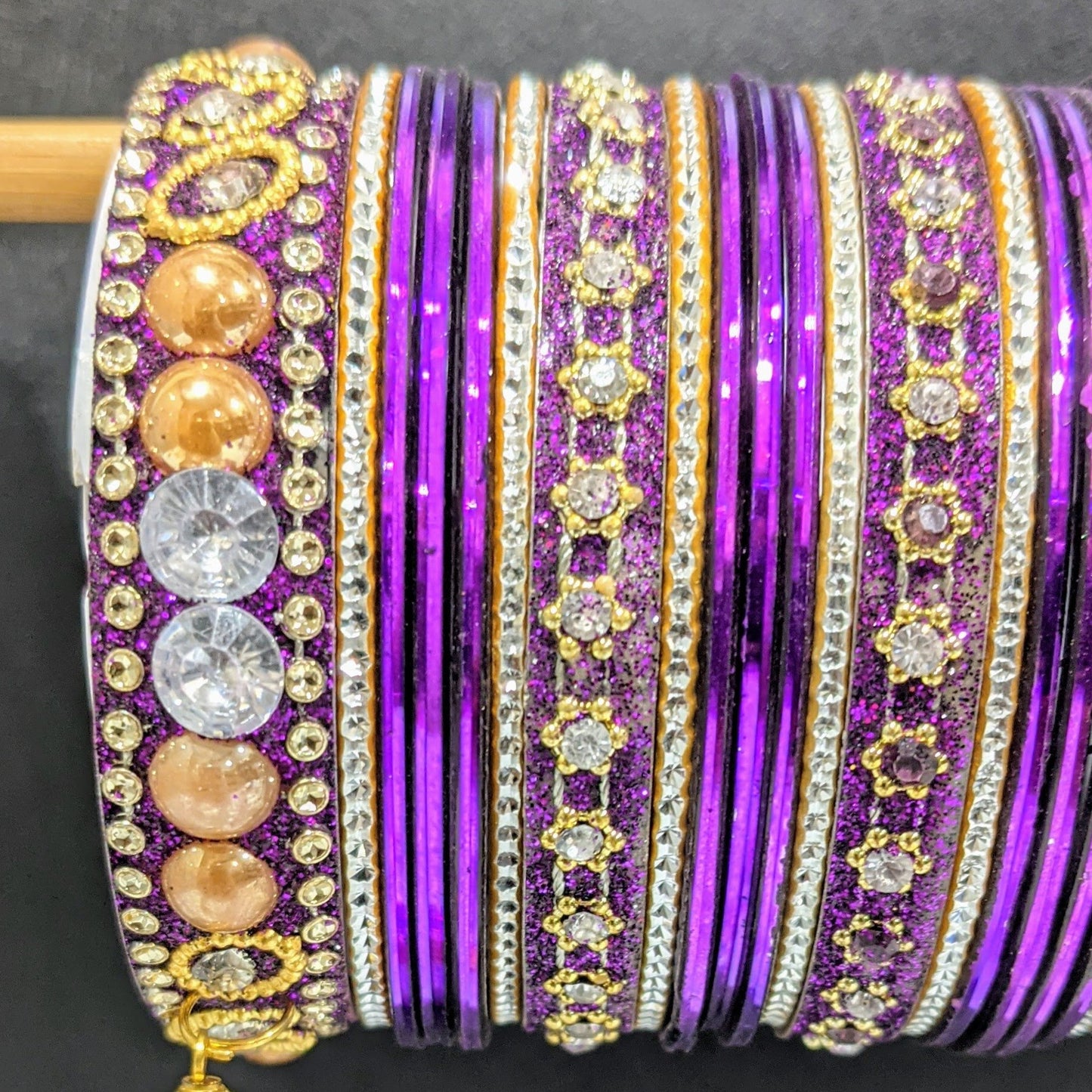 Bangles Large Set with Tassels : Purple & Golden