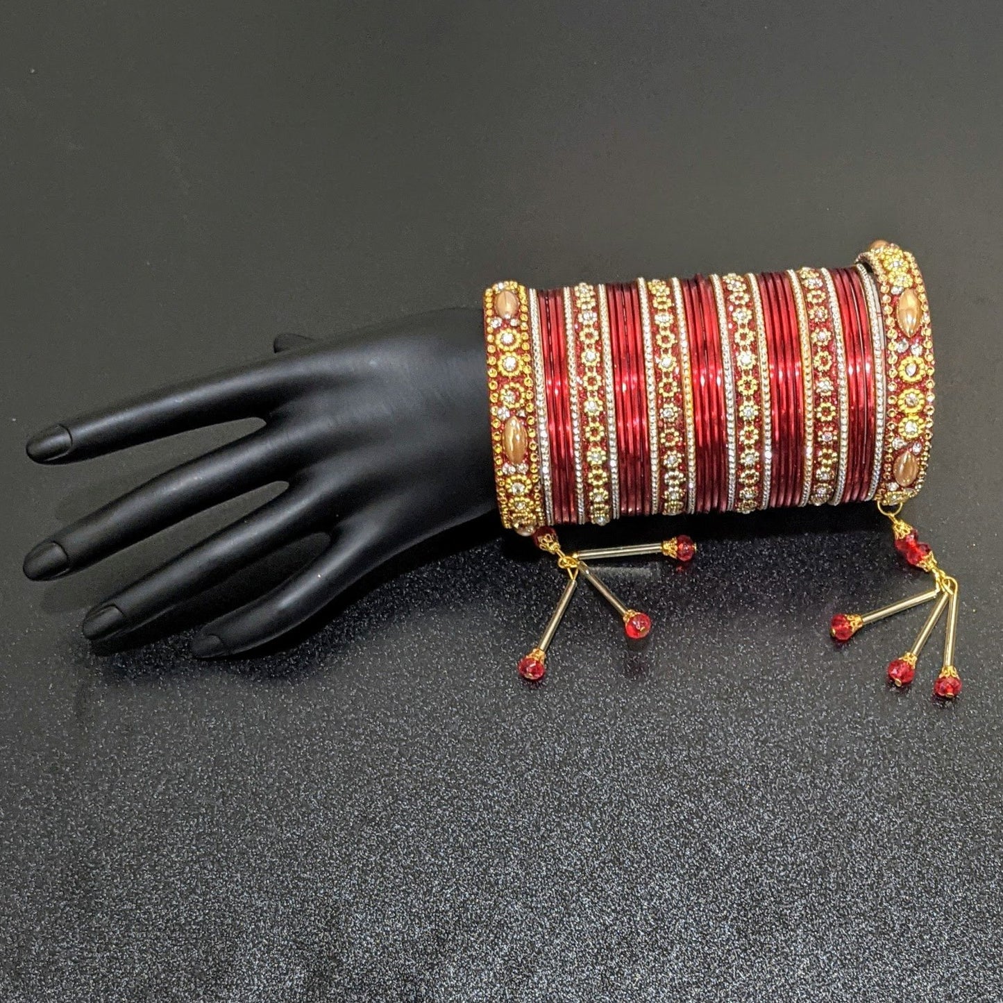 Bangles Large Set with Tassels : Hot Pink
