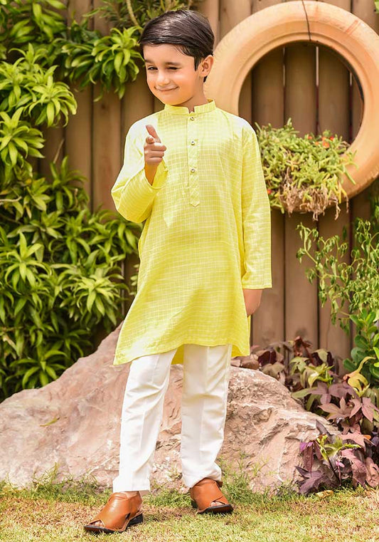 Yellow Chambray Cotton 2-Piece Kurta Shalwar