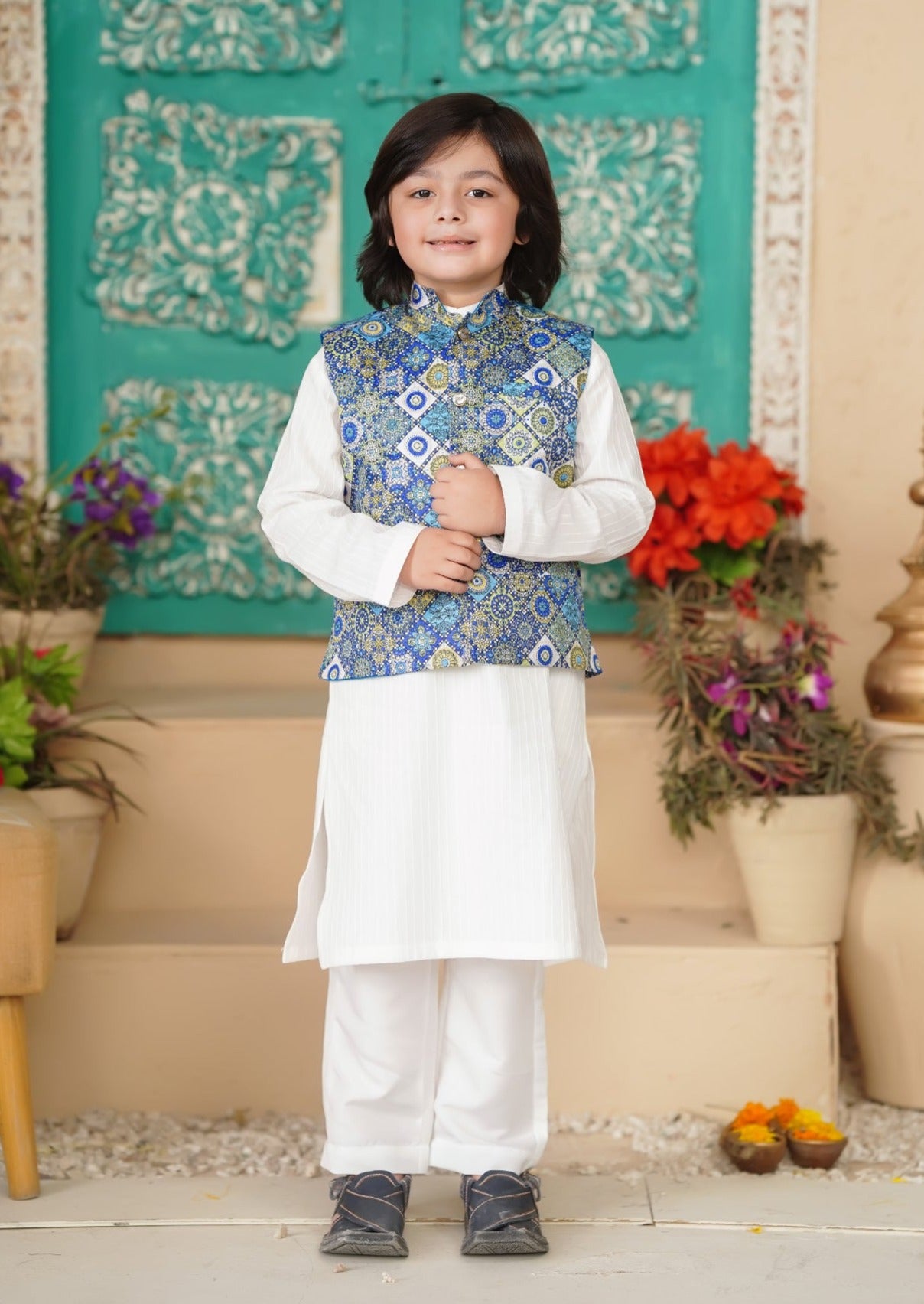 White Cotton 3-Piece Kurta Shalwar