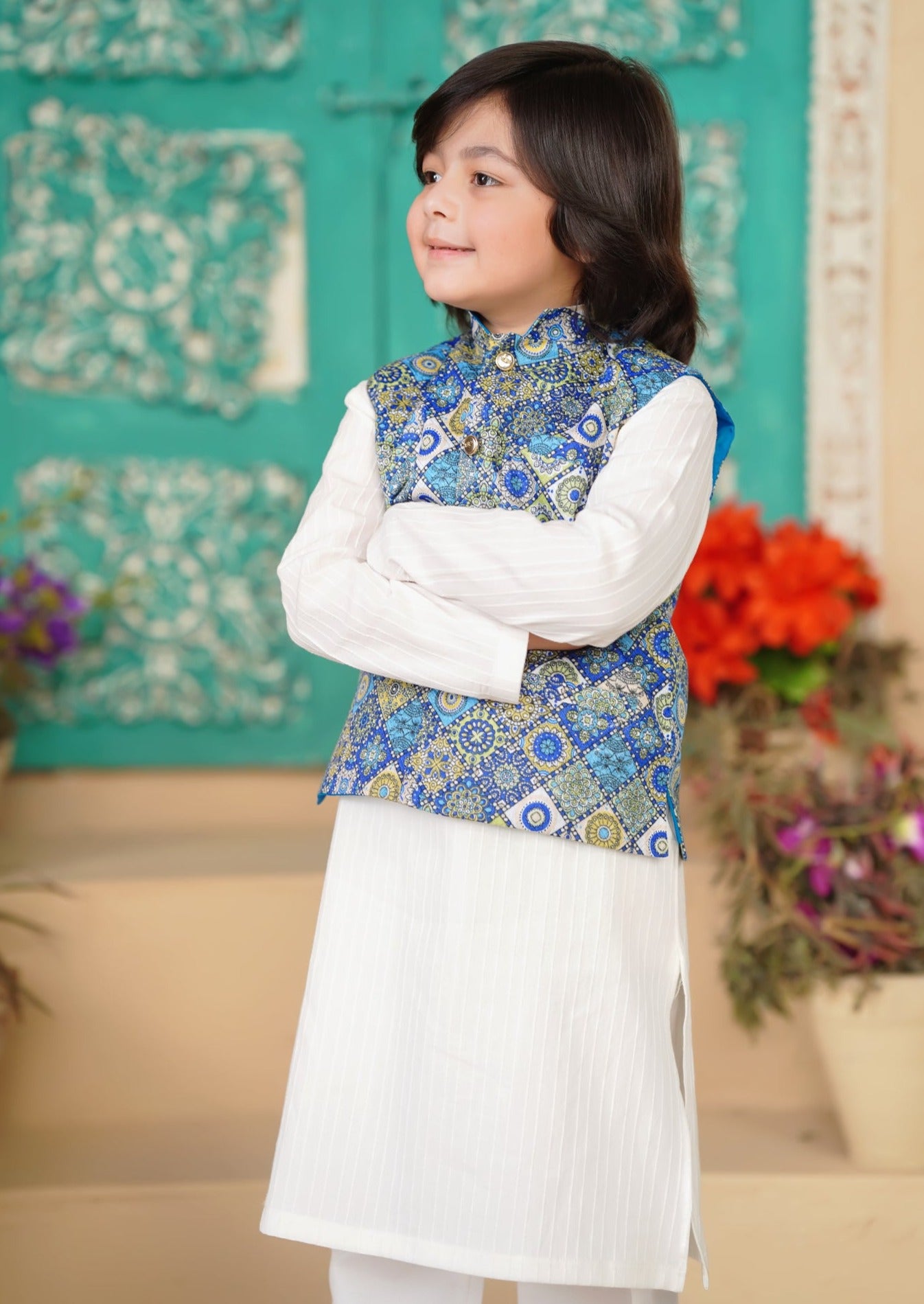 White Cotton 3-Piece Kurta Shalwar