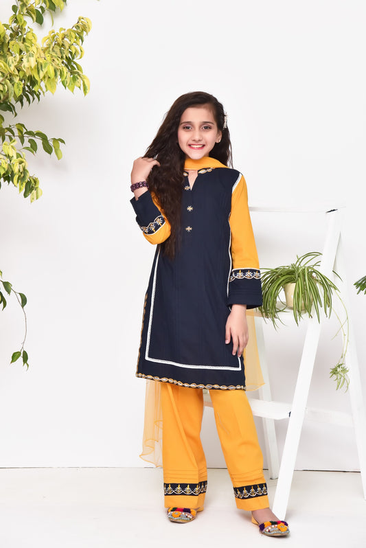 Navy & Mustard - Girl's Dress