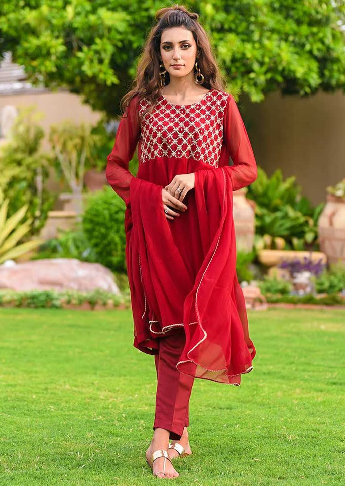 Maroon - Women's Dress