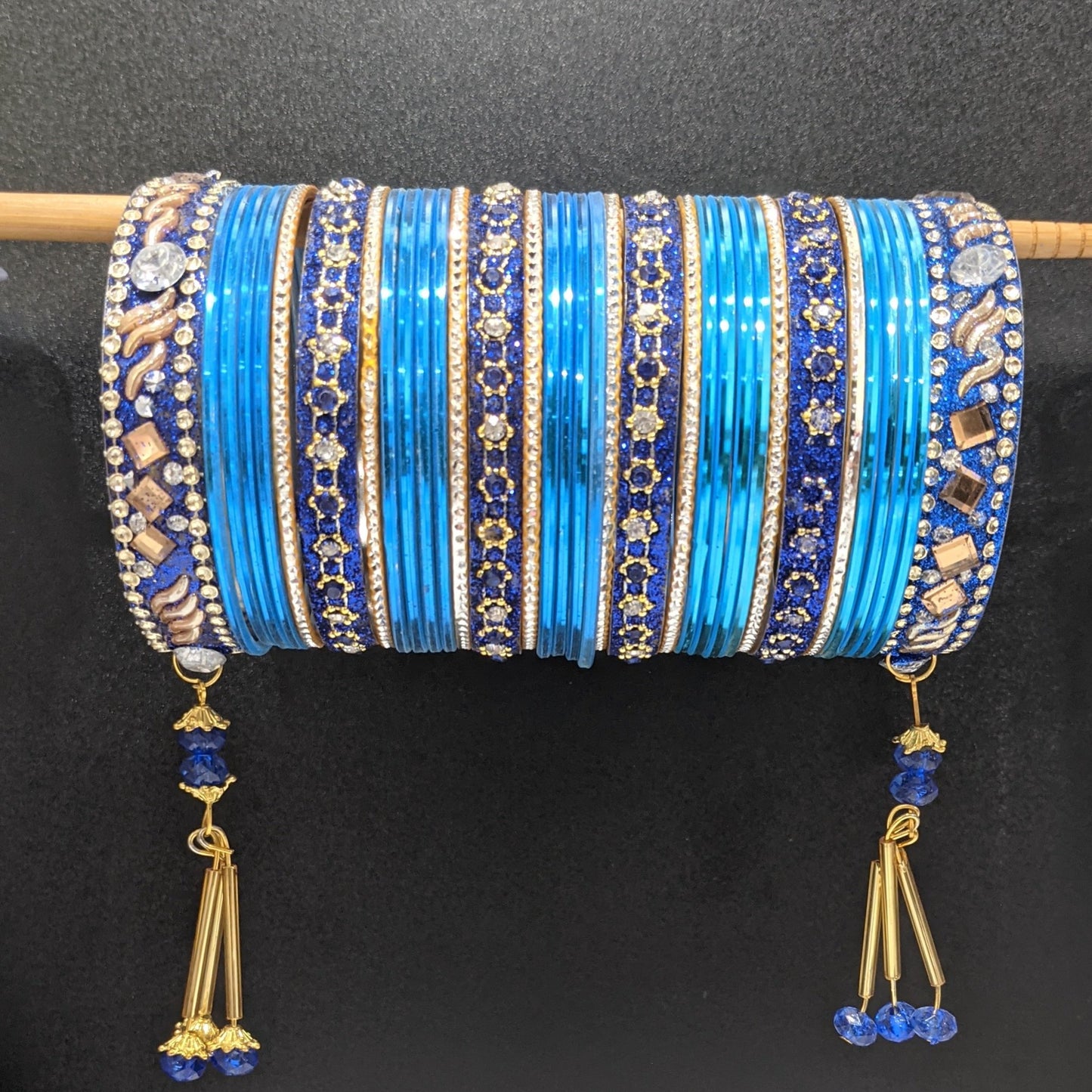 Bangles Large Set with Tassels : Ferozi