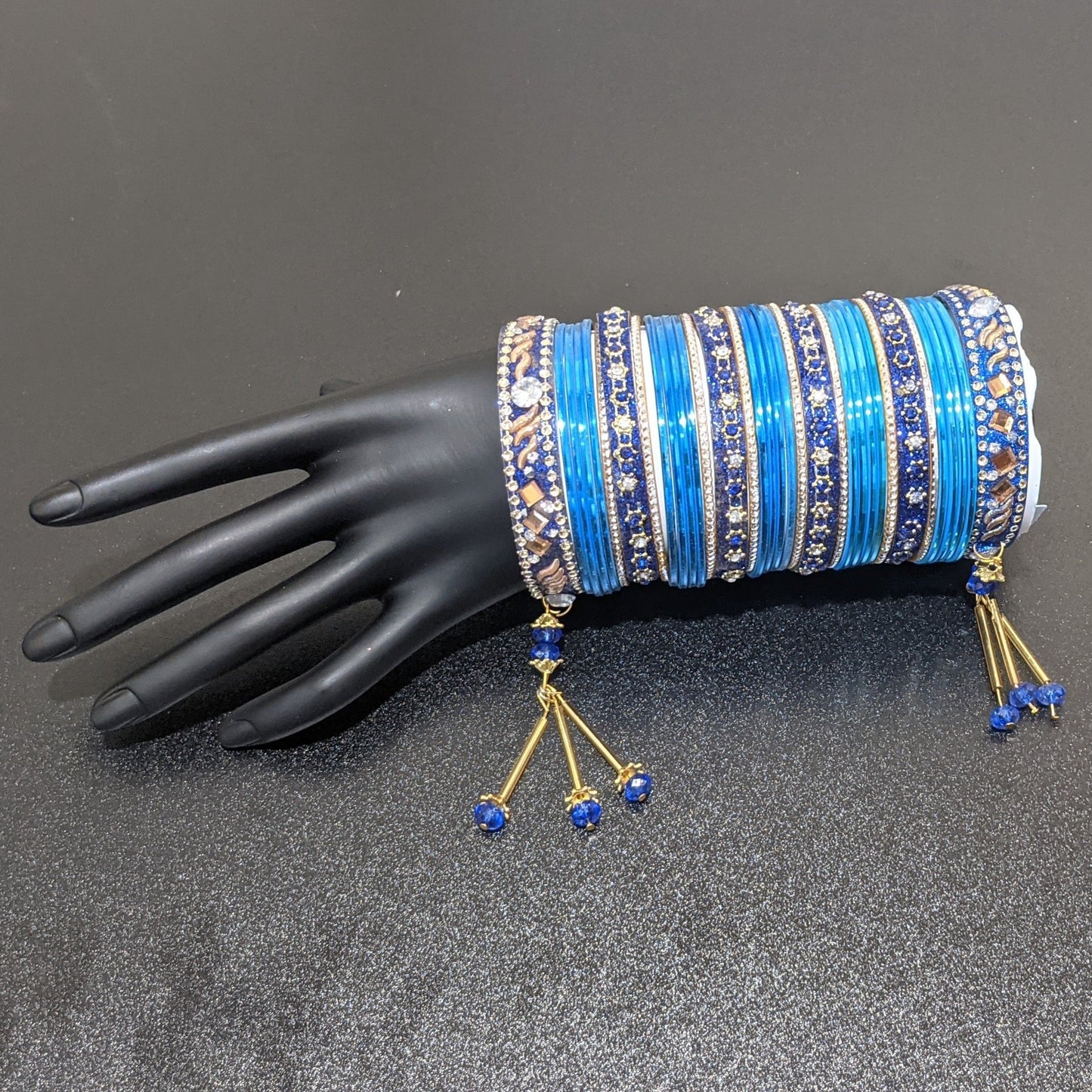 Bangles Large Set with Tassels : Ferozi