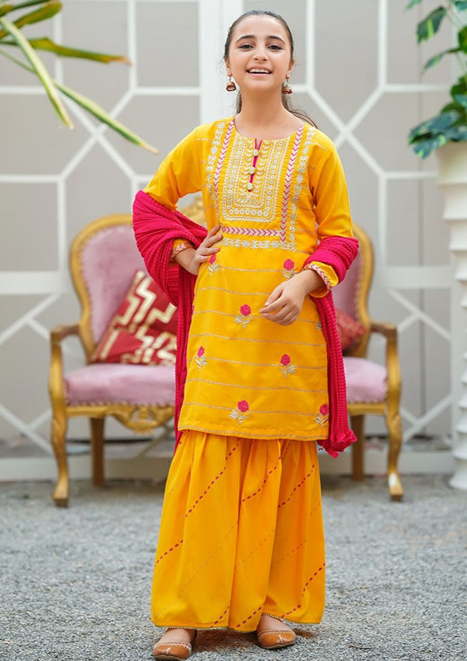 Yellow - Girl's Gharara Dress