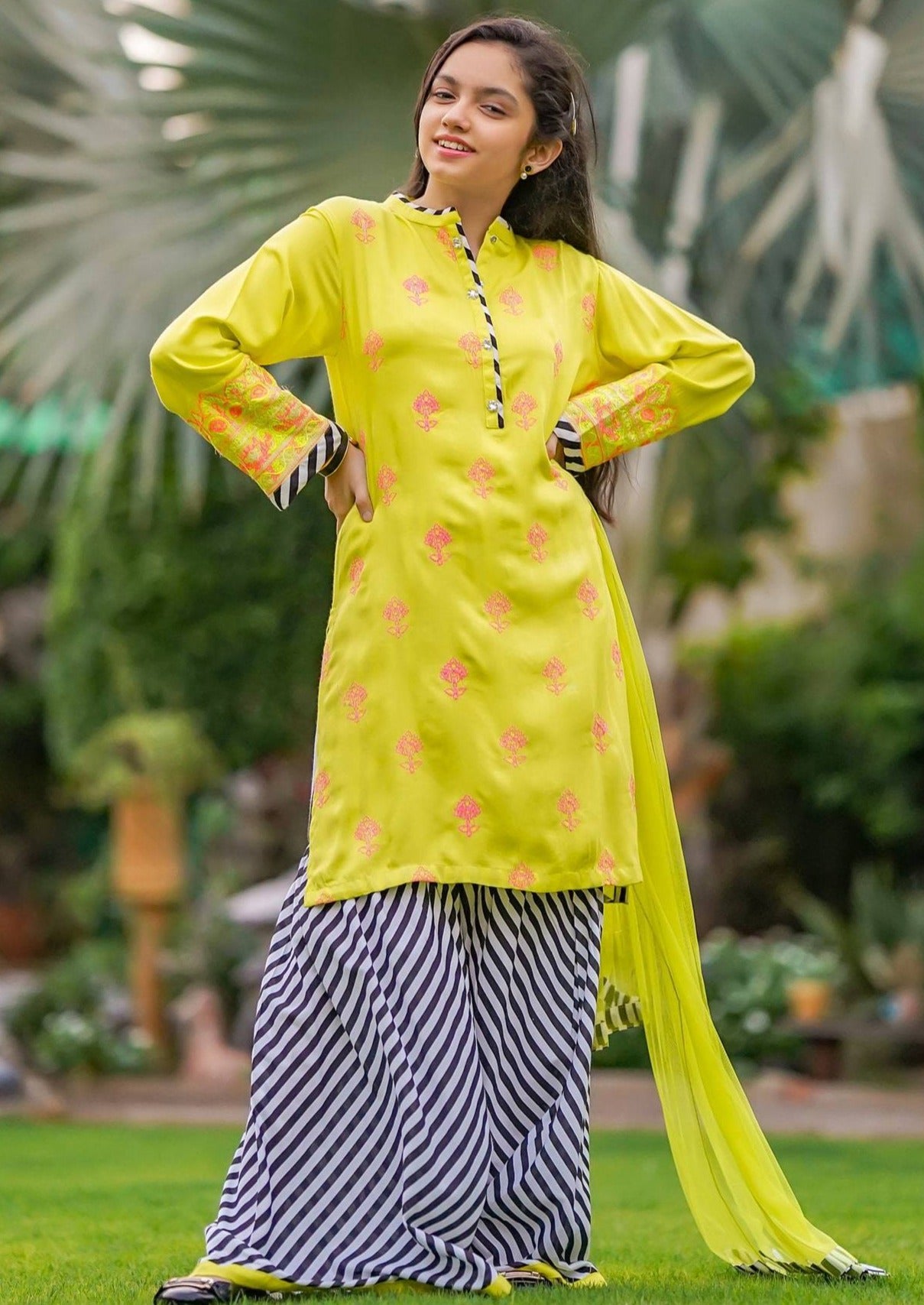 Yellow - Girl's Gharara Dress