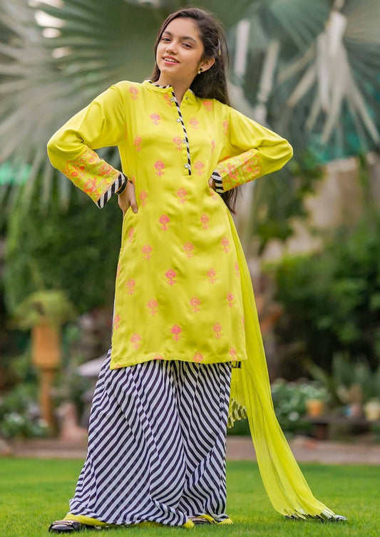 Yellow - Girl's Gharara Dress