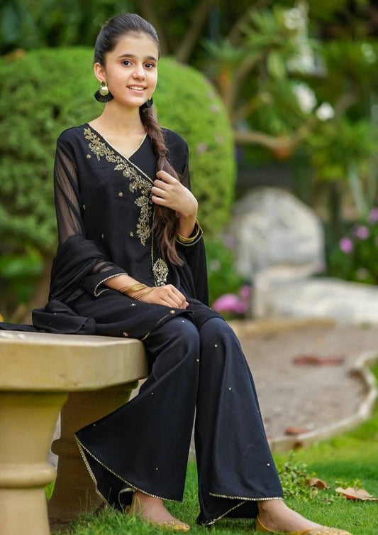 Black- Girl's Gharara Dress