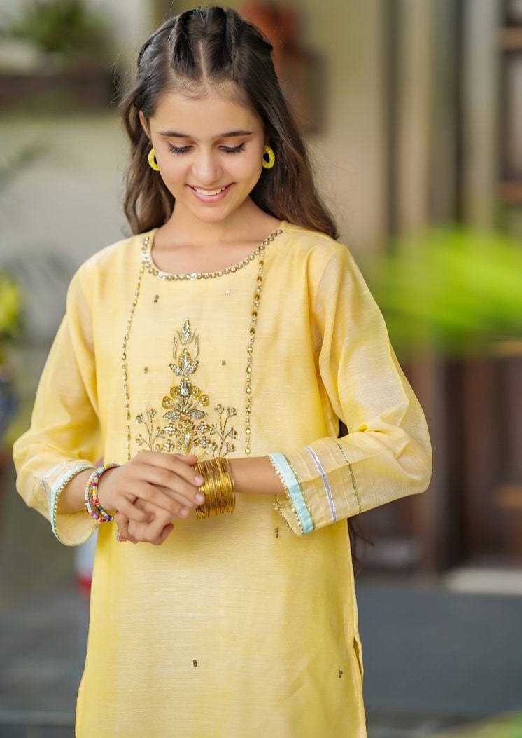 Yellow - Girl's Gharara Dress