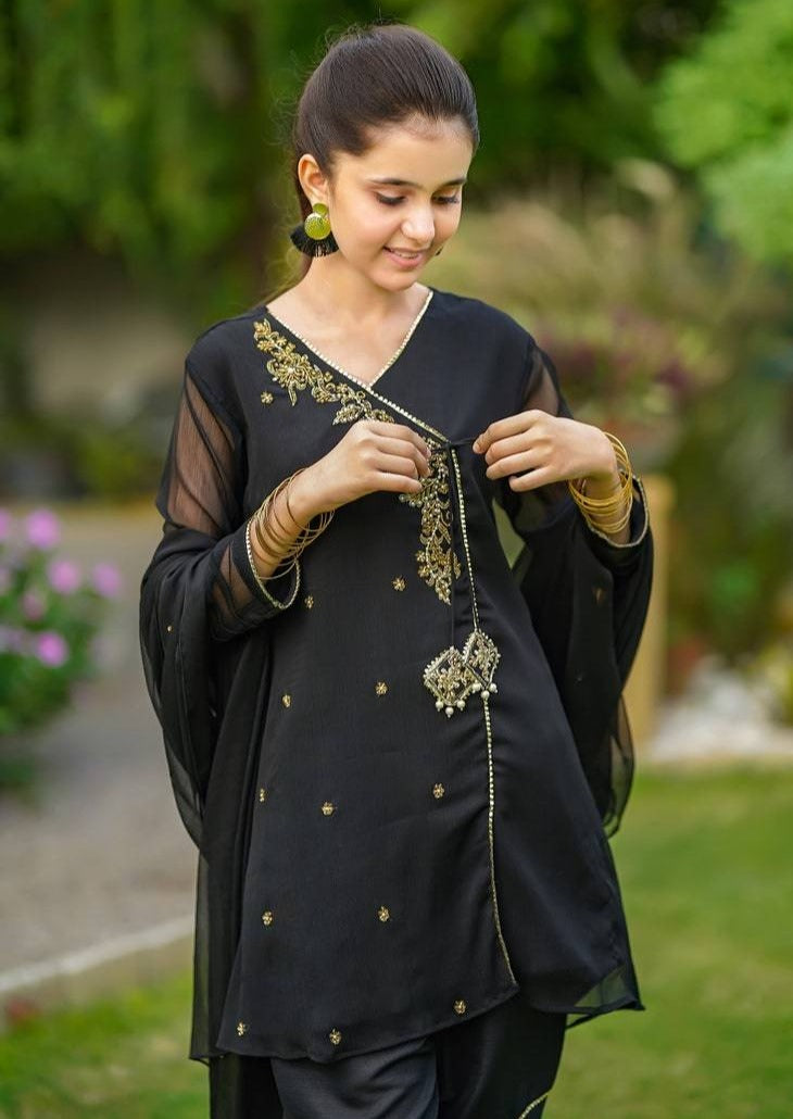 Black- Girl's Gharara Dress