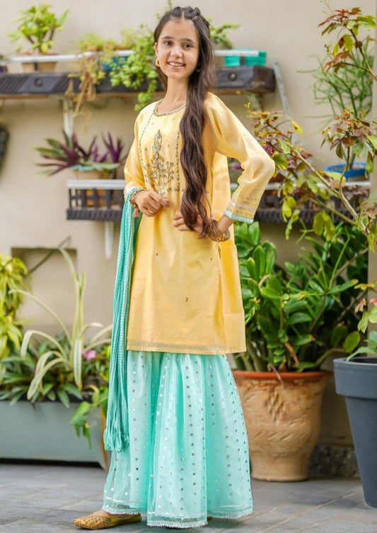 Yellow - Girl's Gharara Dress