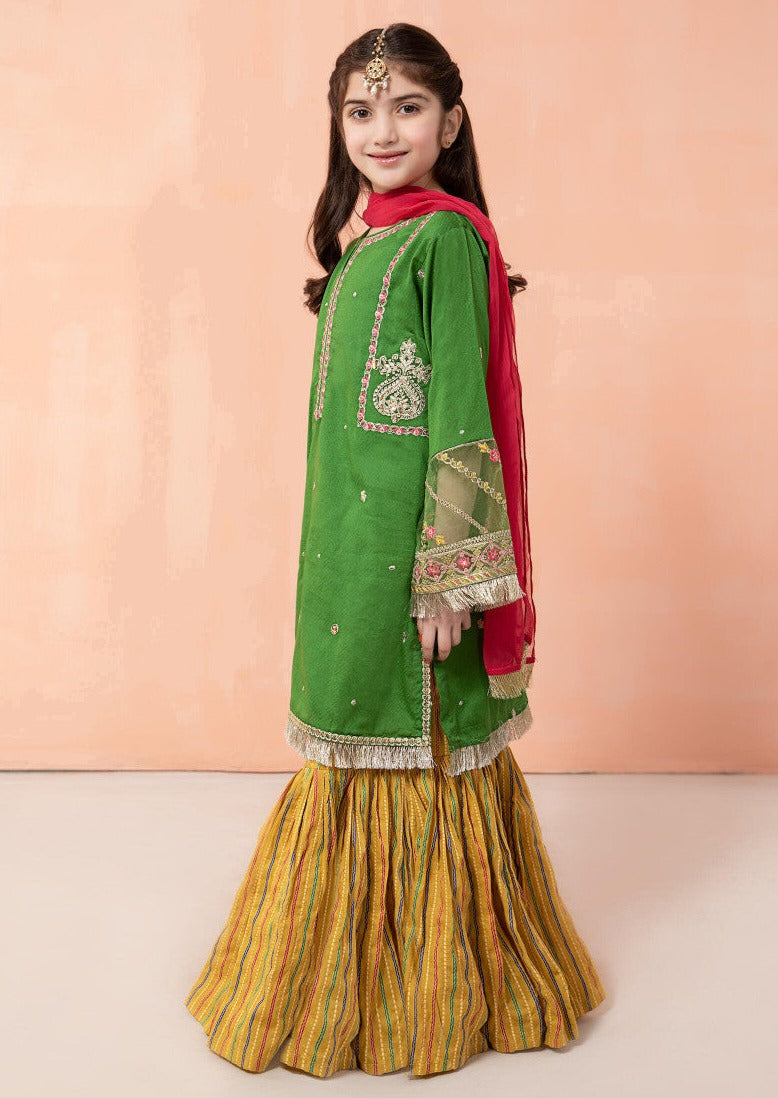 Green & Yellow - Girl's Gharara Dress