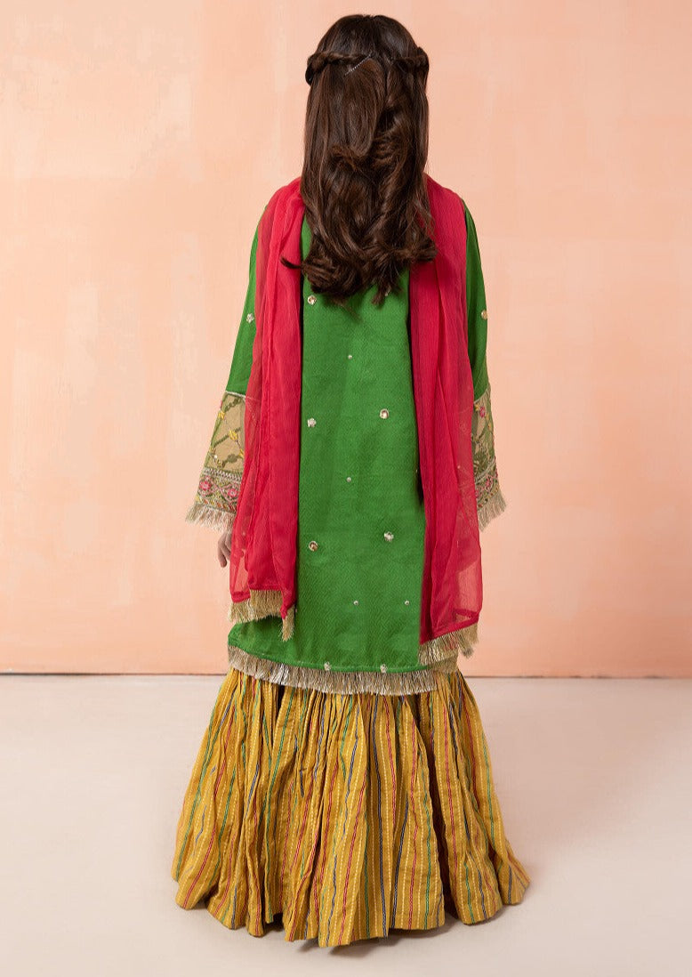 Green & Yellow - Girl's Gharara Dress