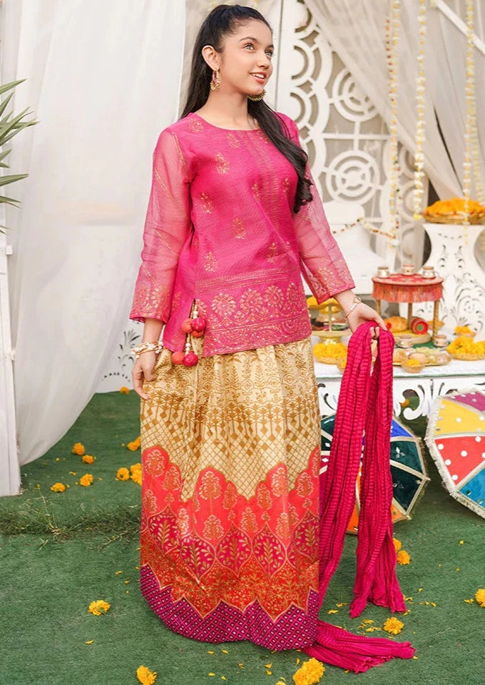 Magenta - Girl's Gharara Dress